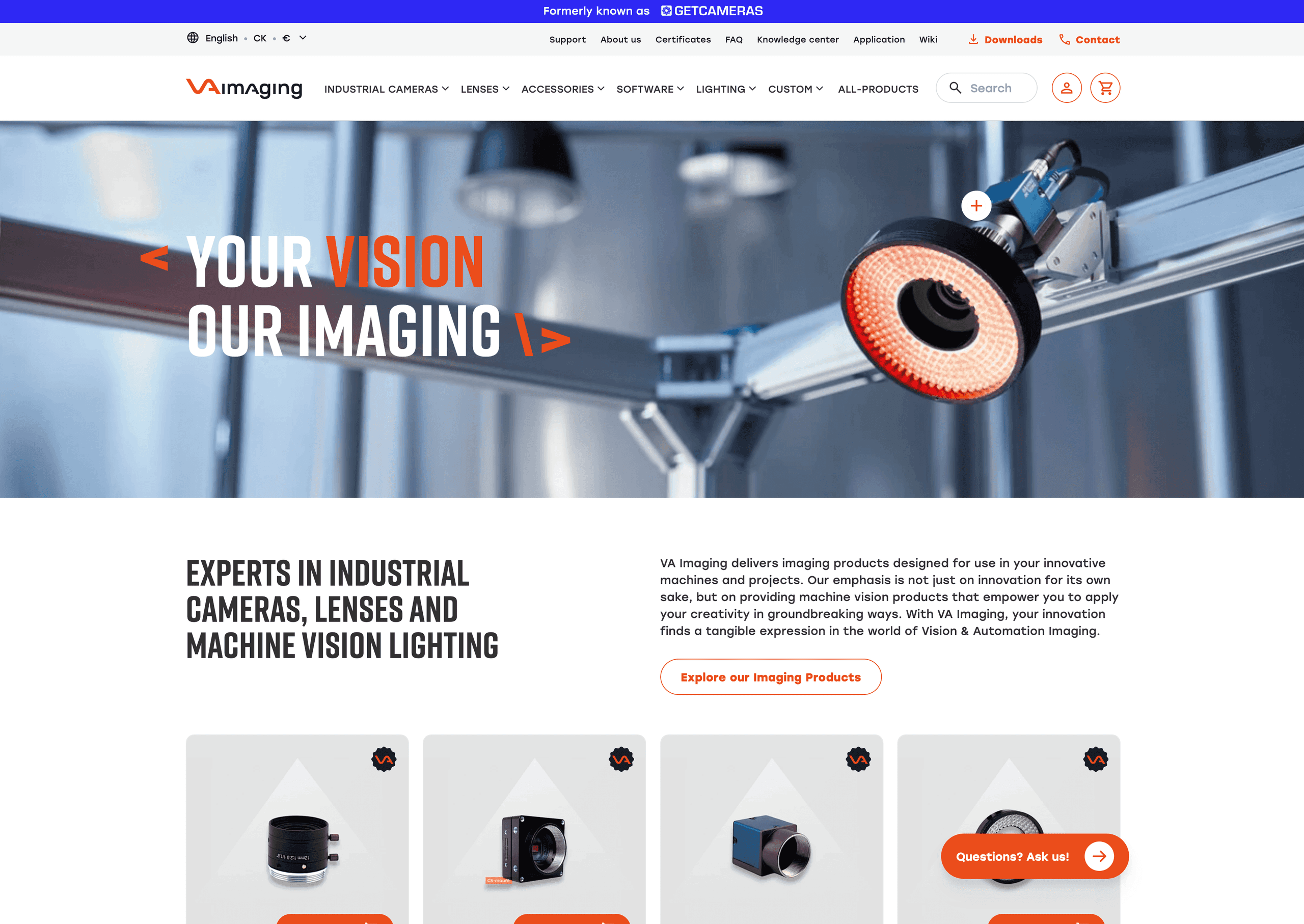 The va-imaging.com homepage on desktop