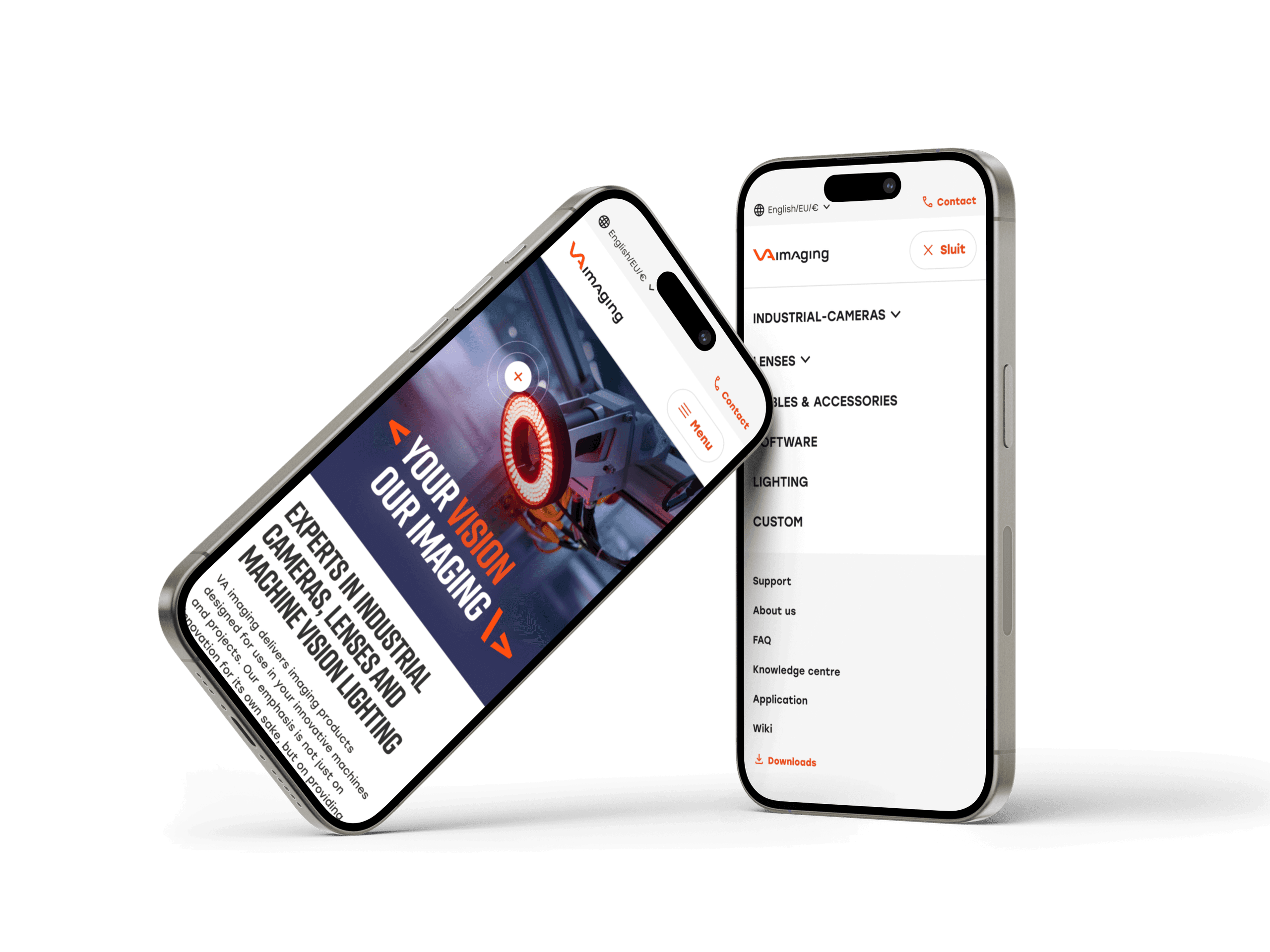 The mobile view of va-imaging.com with the menu open