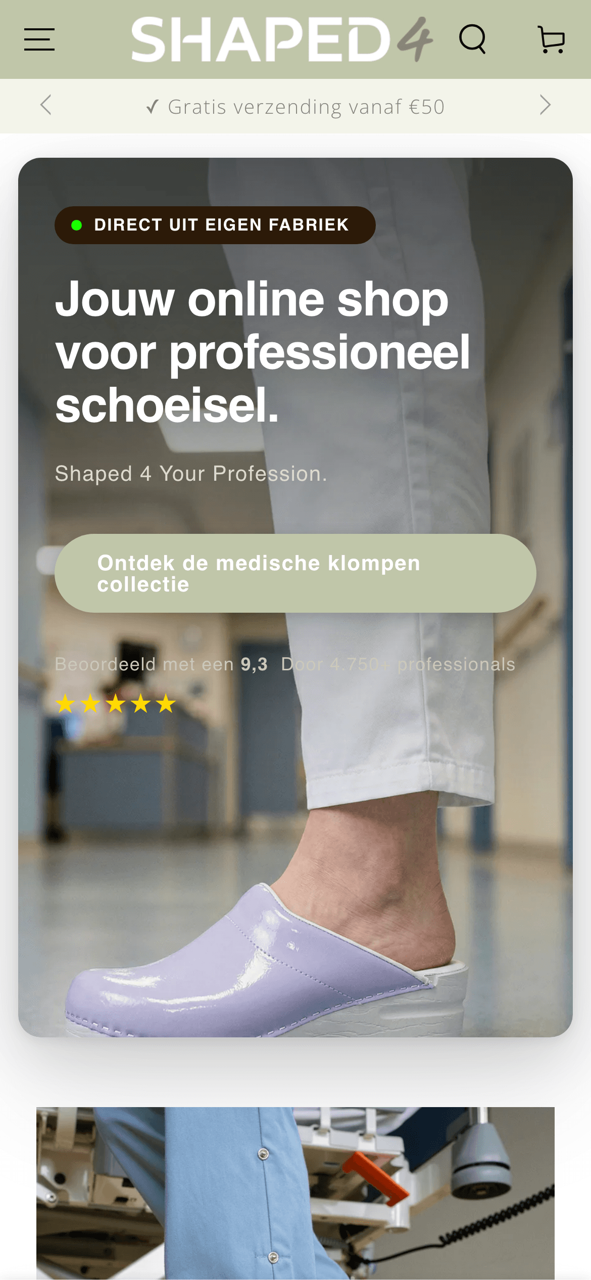 Homepage van shaped4.nl op mobiel