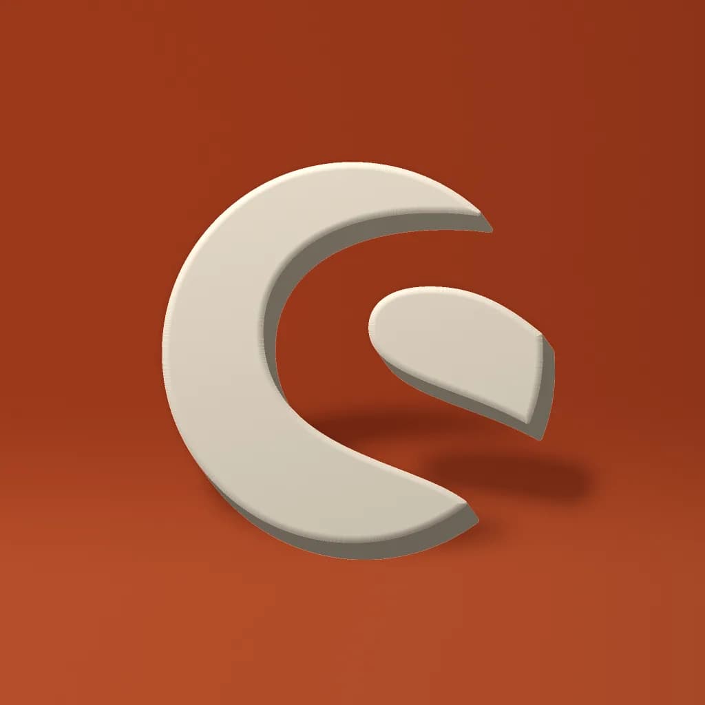 Het Shopware-logo als crème 3D-object op een dieporanje vlak